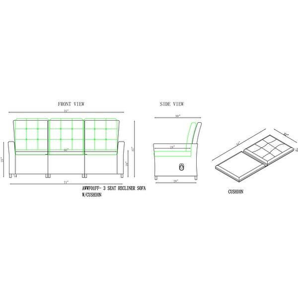 Asti AllWeather Wicker 3Piece Outdoor Seating Set with Reclining Sofa